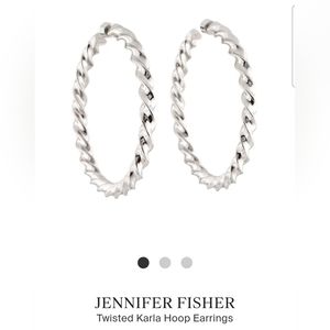New, never worn Jennifer Fisher Twisted Karla 2" silver hoops.